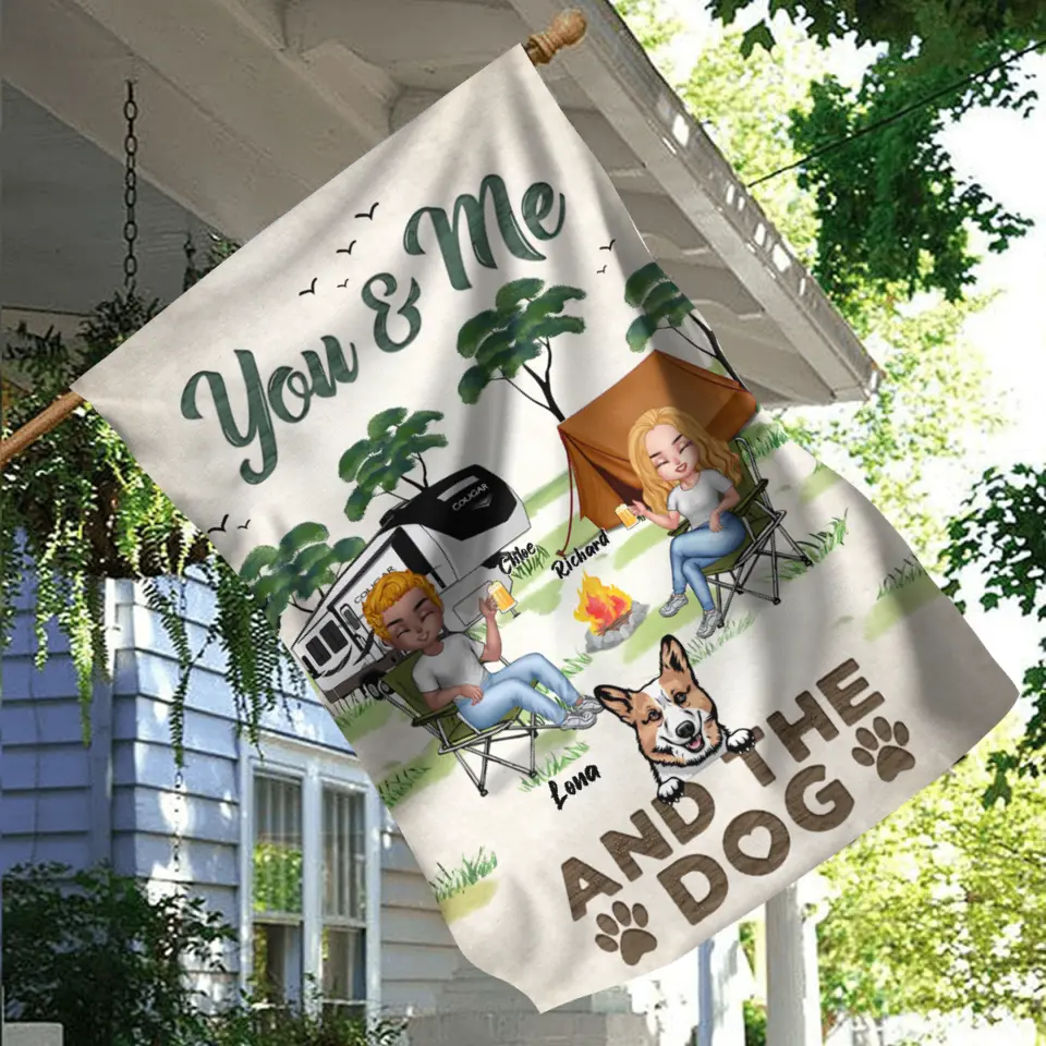 Personalized Camping Flag Sign — You & Me and the Dogs