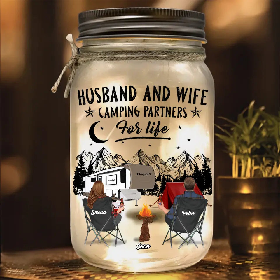 Camping Partners For Life — Personalized Mason Jar Light for Families & Couples
