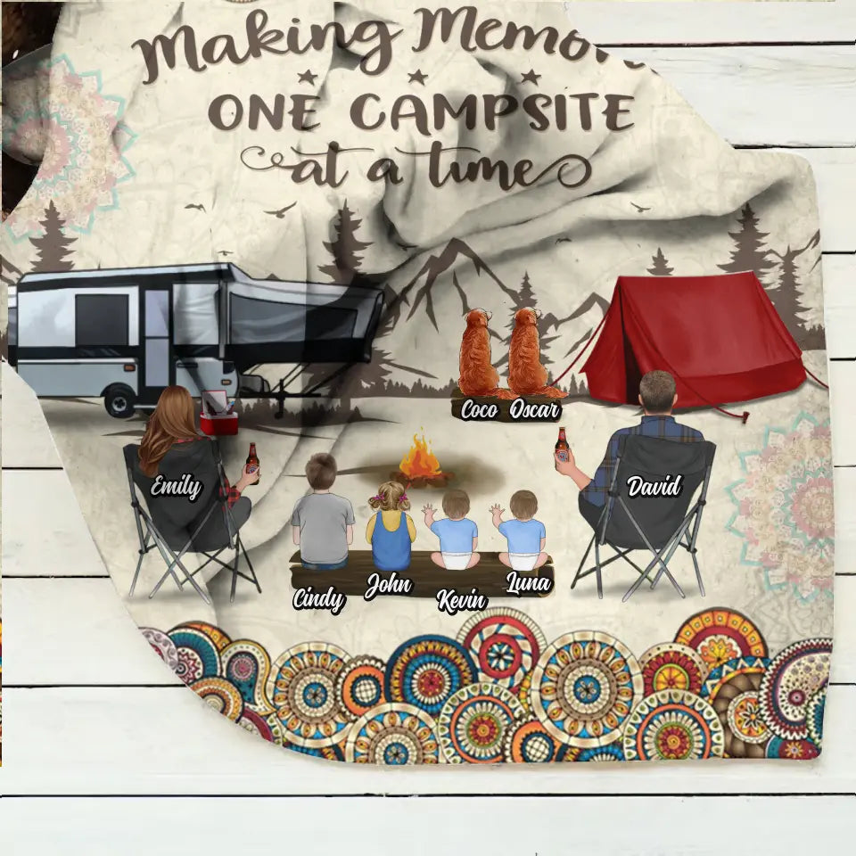 Making Memories One Campsite at a Time — Personalized Floral Retro Camping Quilt & Fleece Blanket