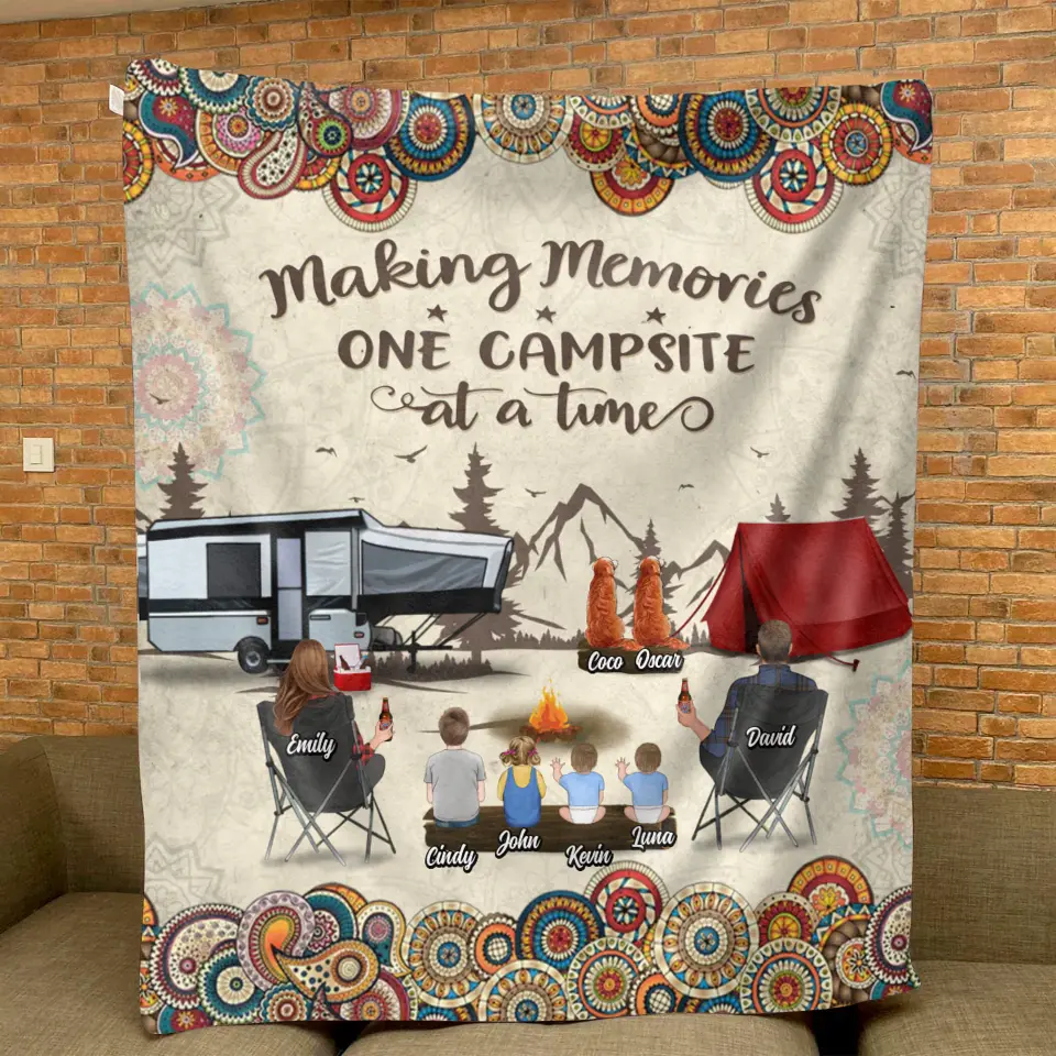 Making Memories One Campsite at a Time — Personalized Floral Retro Camping Quilt & Fleece Blanket