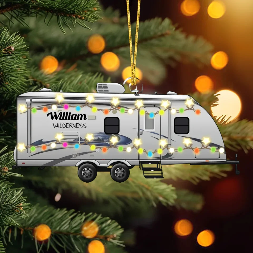 Camping Is Our Happy Place — Personalized Camping Acrylic Ornament