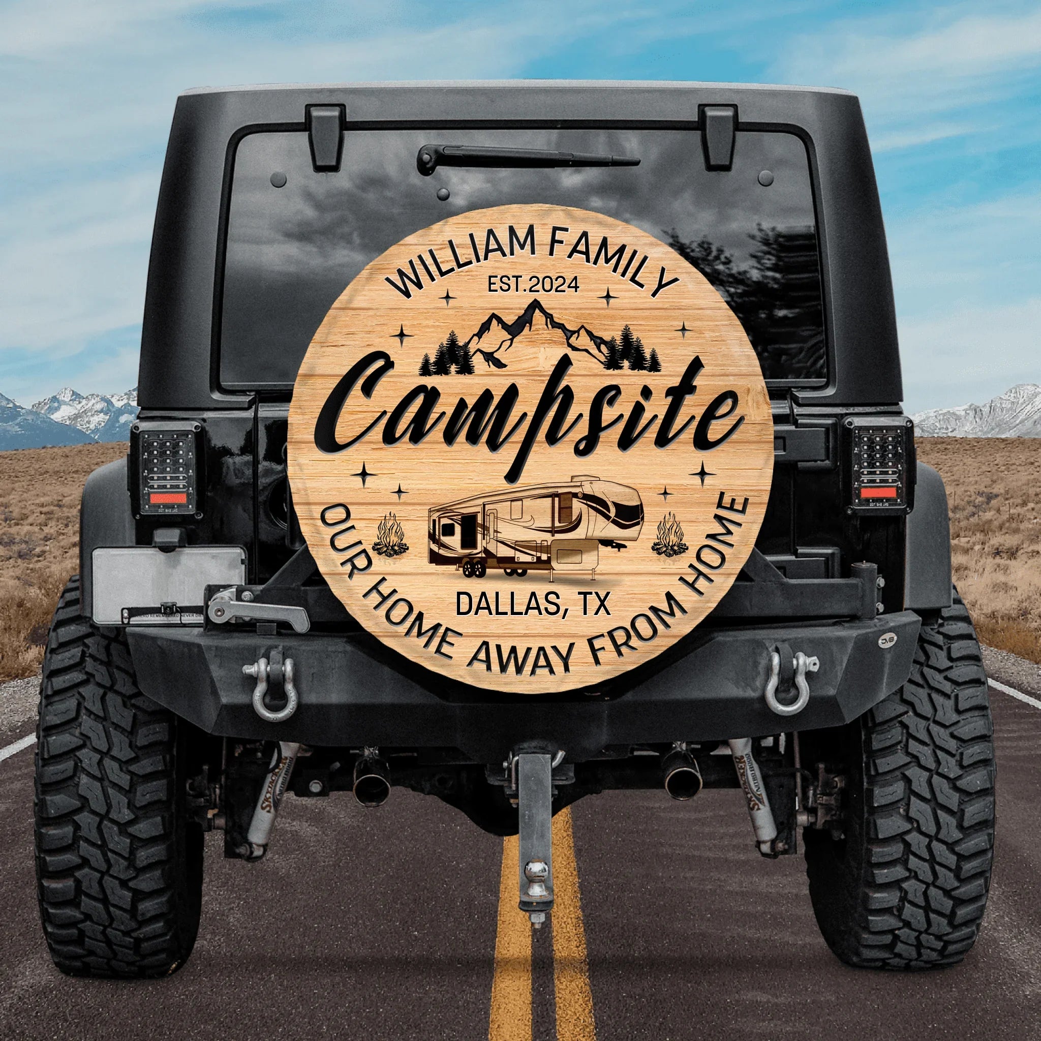 Campsite Our Home Away From Home — Personalized Camping Spare Tire Cover