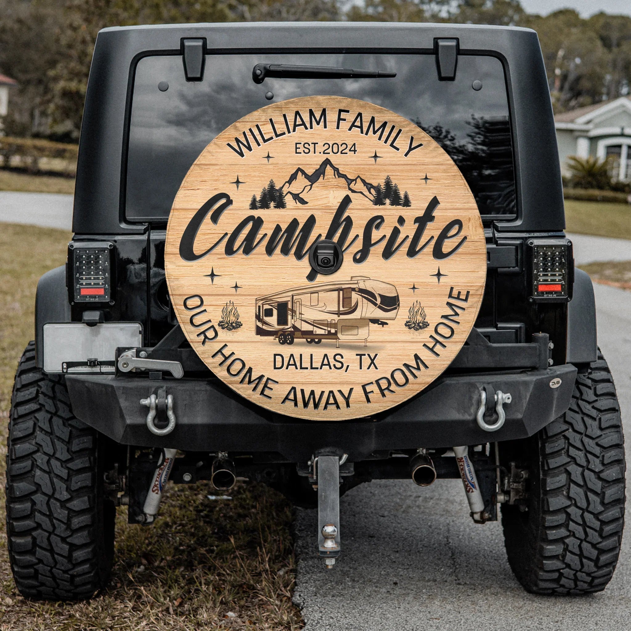 Campsite Our Home Away From Home — Personalized Camping Spare Tire Cover