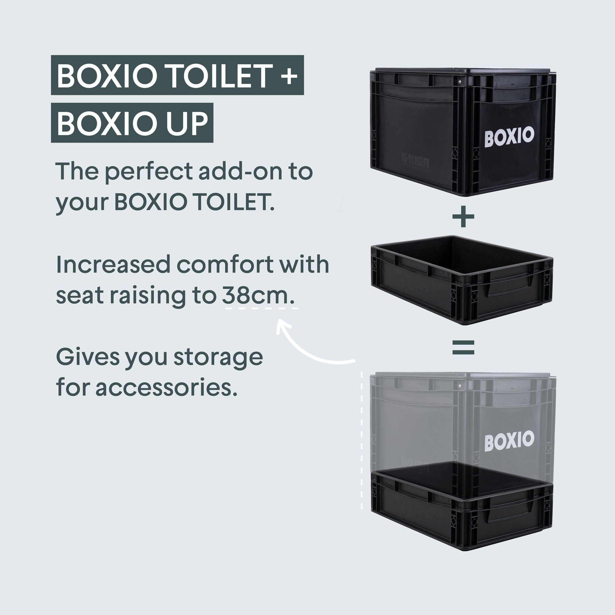 BOXIO TOILET UP — Camping Toilet Starter Set with Booster Seat & Hemp Litter