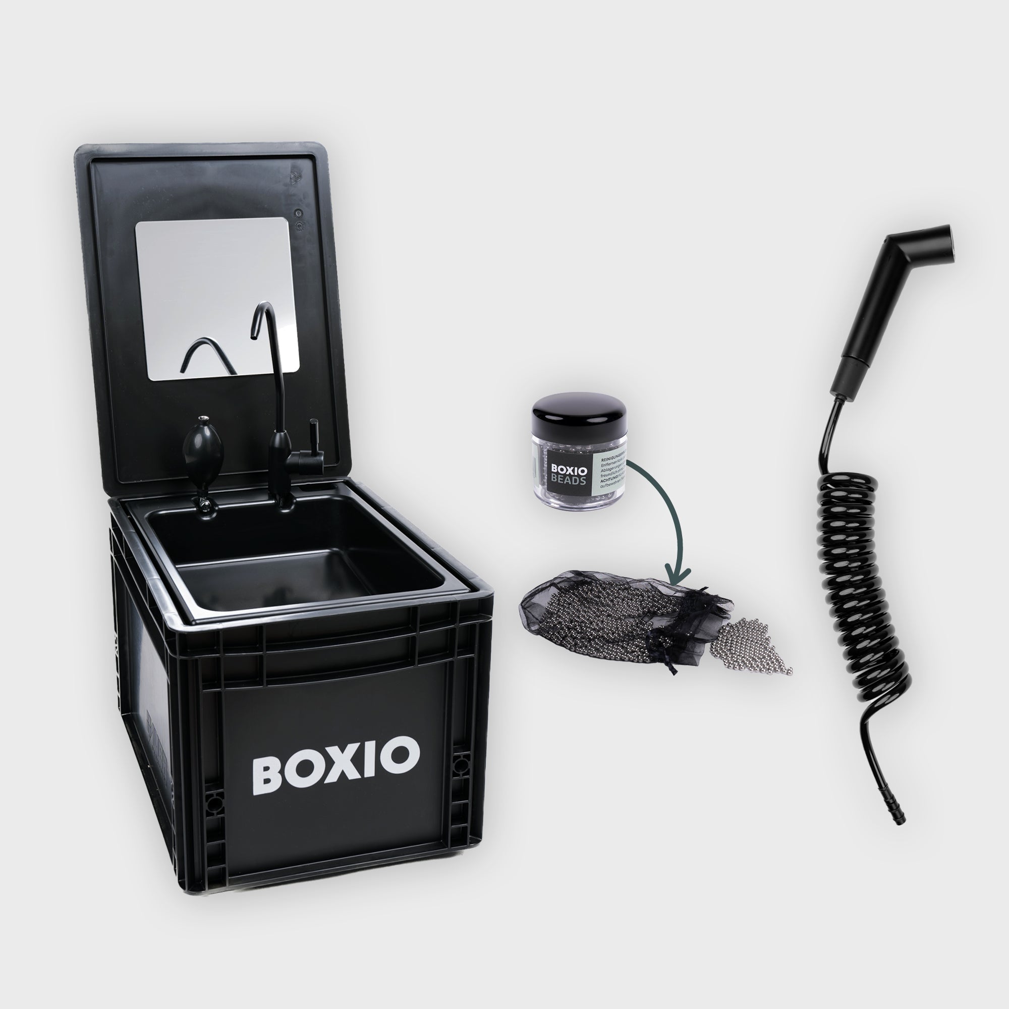 BOXIO WASH PLUS — Portable Camping Sink & Shower Starter Set