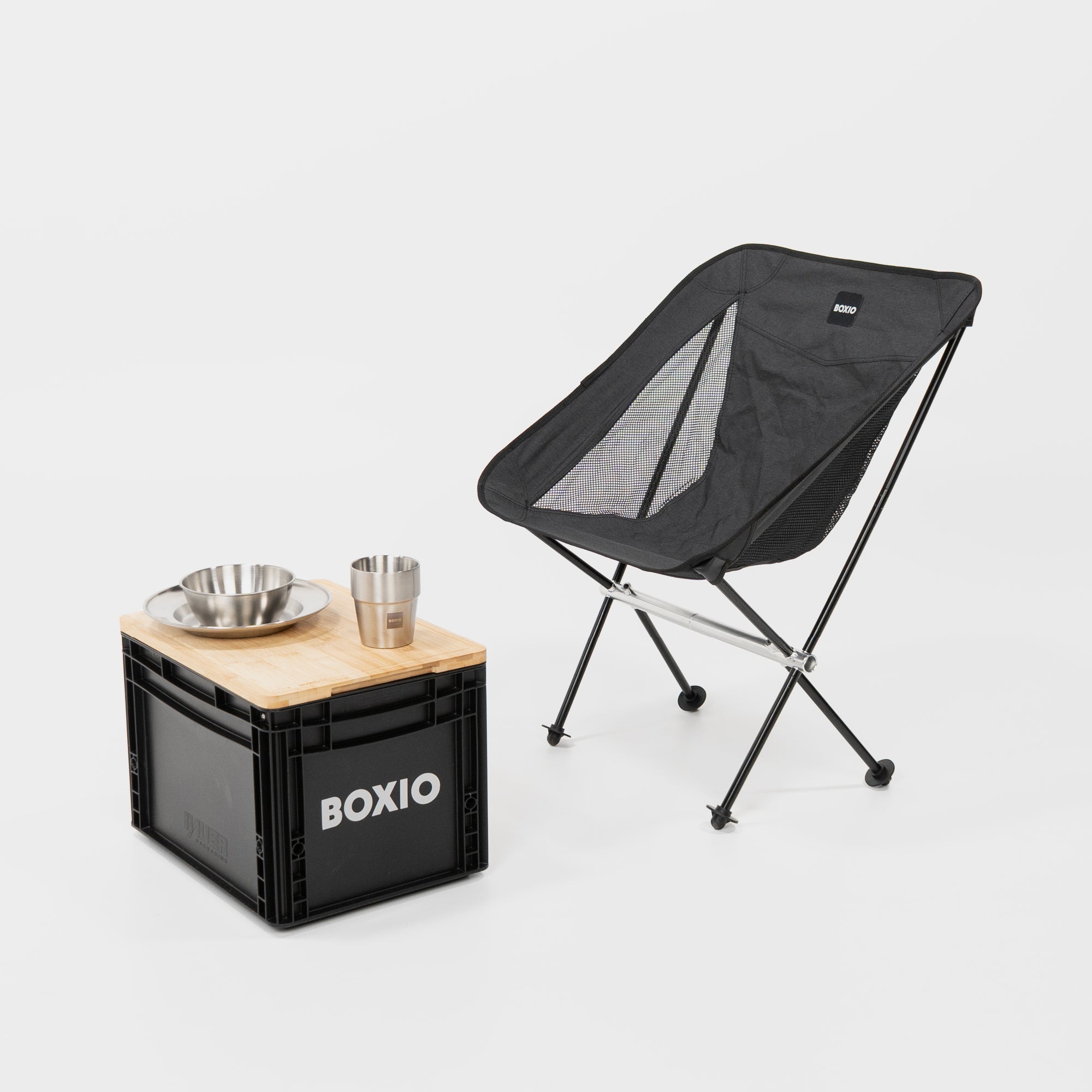 BOXIO CHAIR Set of 4 — Ultralight Folding Camping Chairs with Storage Box