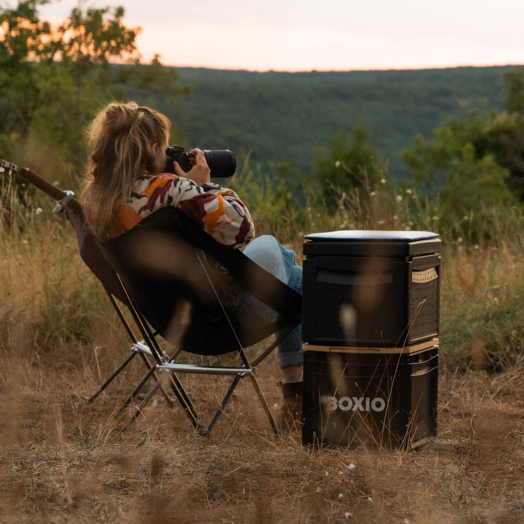 BOXIO CHAIR Set of 4 — Ultralight Folding Camping Chairs with Storage Box