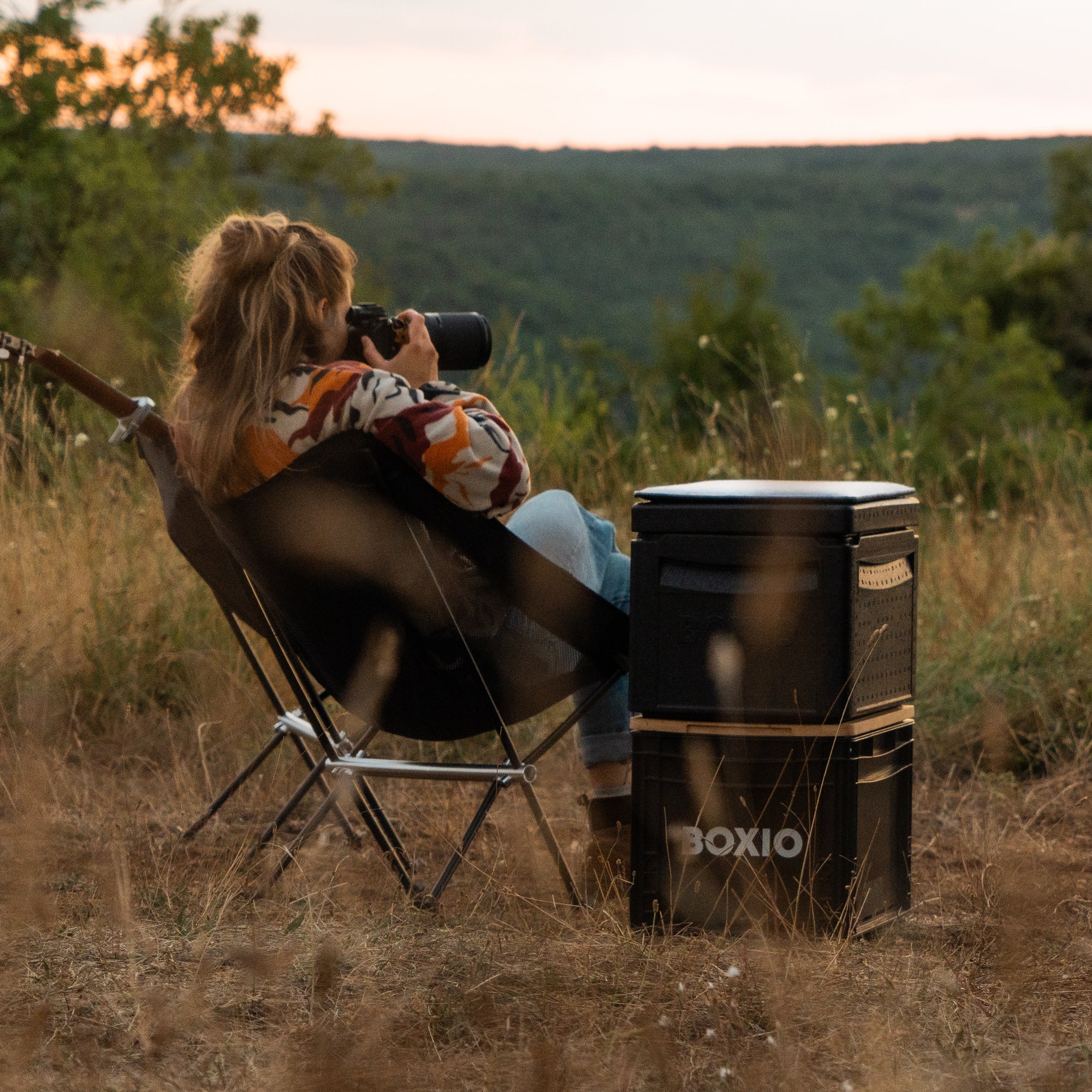 BOXIO CHAIR Set of 4 — Ultralight Folding Camping Chairs with Storage Box