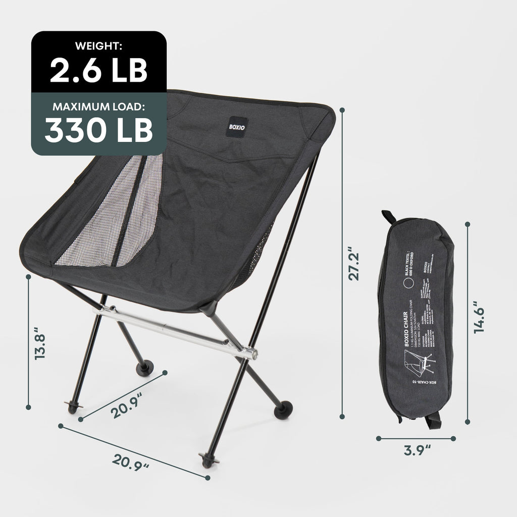BOXIO CHAIR Set of 4 — Ultralight Folding Camping Chairs with Storage Box