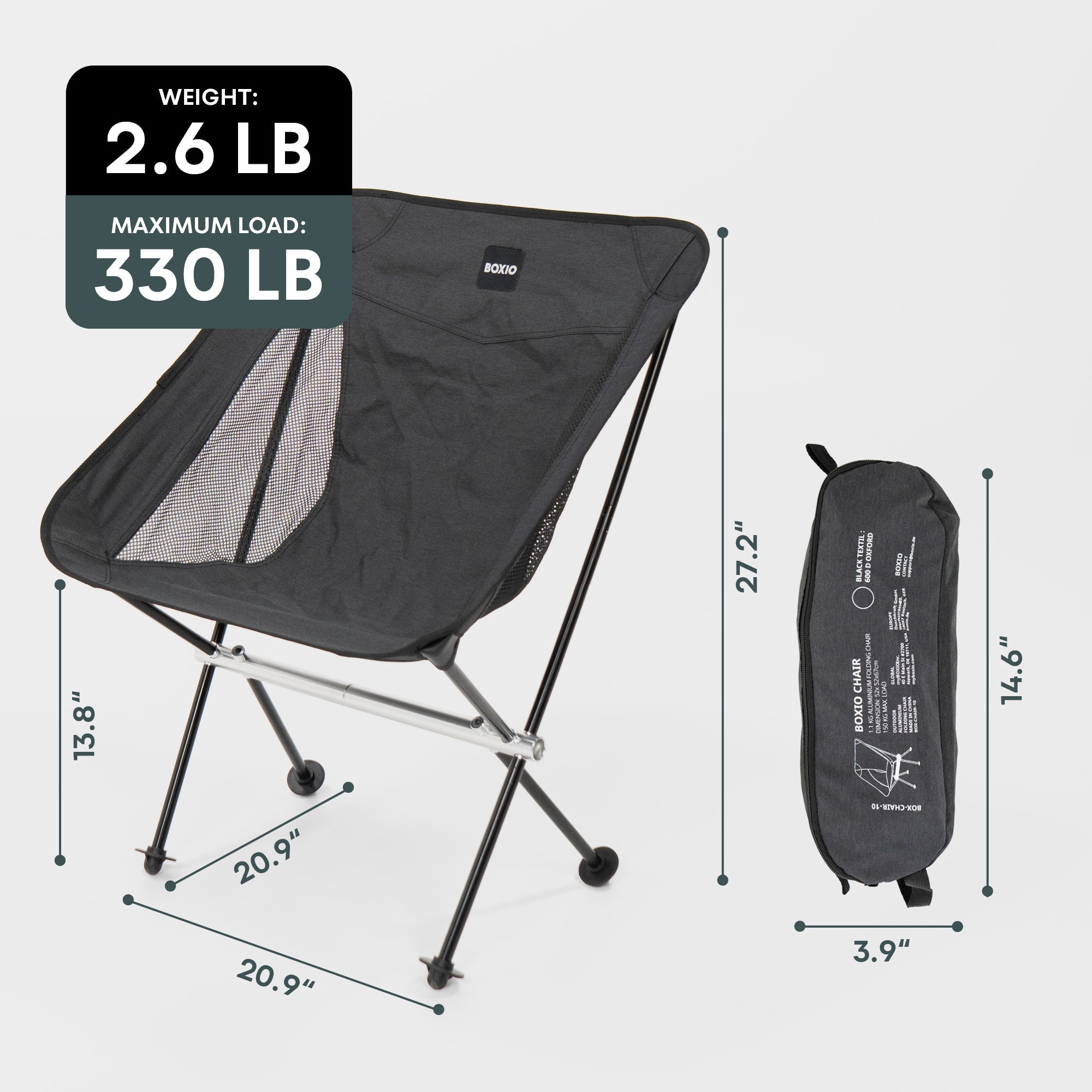 BOXIO CHAIR Set of 4 — Ultralight Folding Camping Chairs with Storage Box