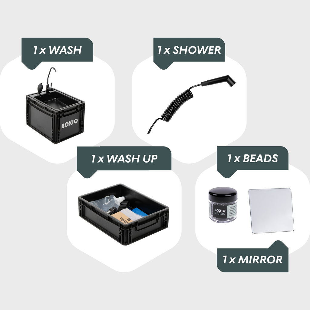 BOXIO WASH MAX+ — Modular Camping Sink with Water Filter System