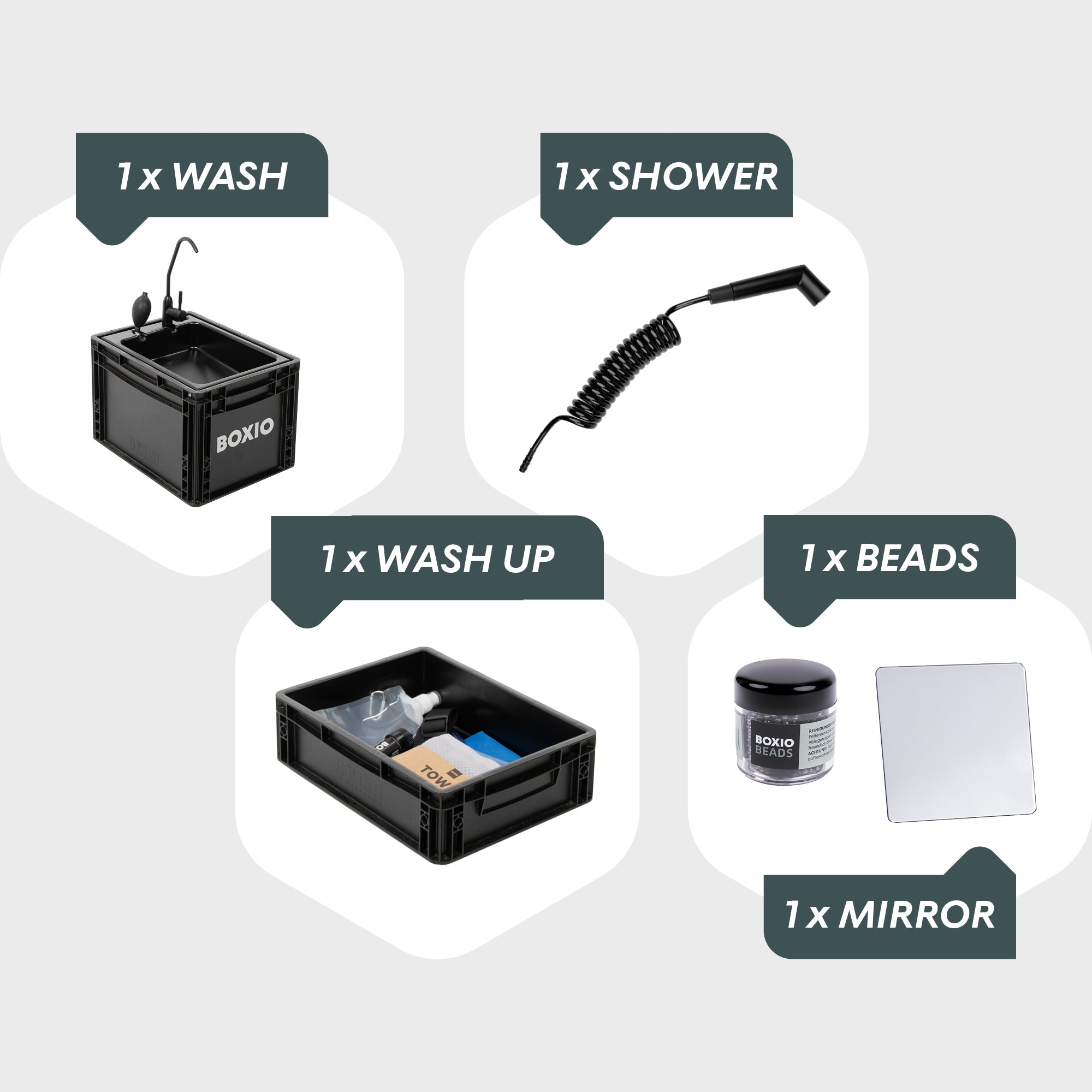 BOXIO WASH MAX+ — Modular Camping Sink with Water Filter System