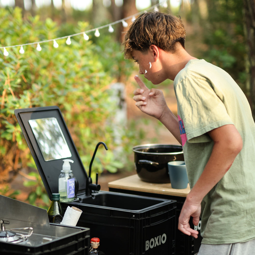 BOXIO WASH MAX+ — Modular Camping Sink with Water Filter System