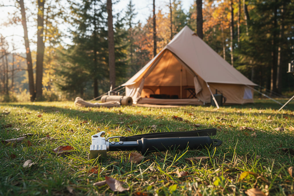 Cast Iron Camping Hammer with Soft Grip Handle & Nail Puller