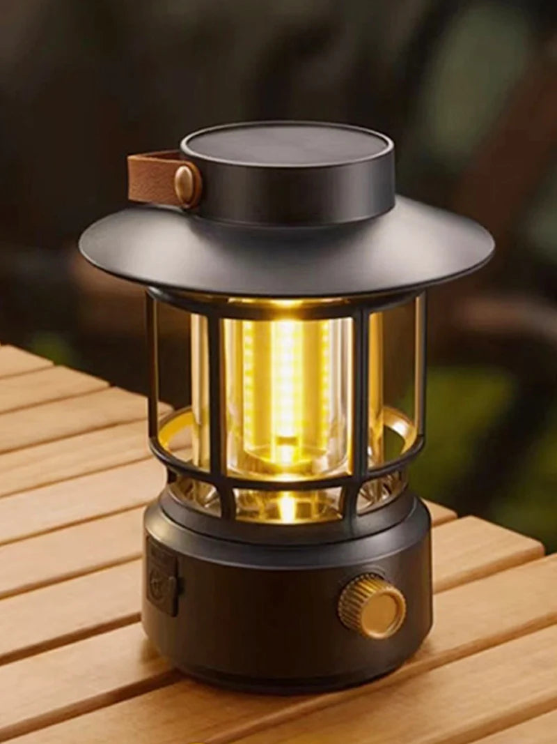 Retro Rechargeable LED Camping Lamp with Stepless Dimming