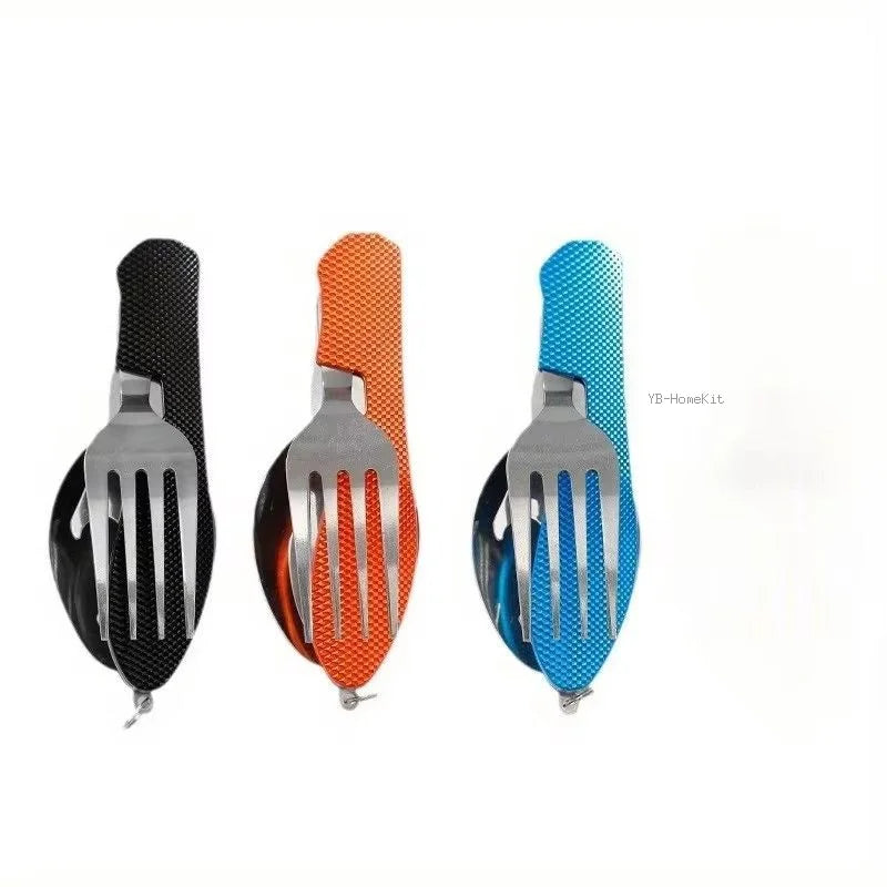 Folding Camping Spork Set — 2-in-1 Stainless Steel Utensil