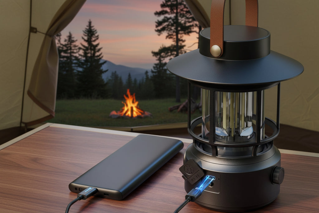 Retro Rechargeable LED Camping Lamp with Stepless Dimming