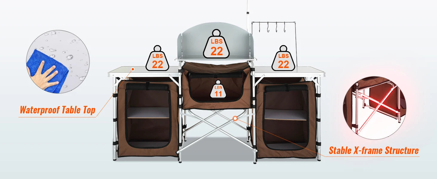 Camp Kitchen Cook Station | Foldable Outdoor Cooking Table