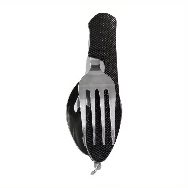 Folding Camping Spork Set — 2-in-1 Stainless Steel Utensil