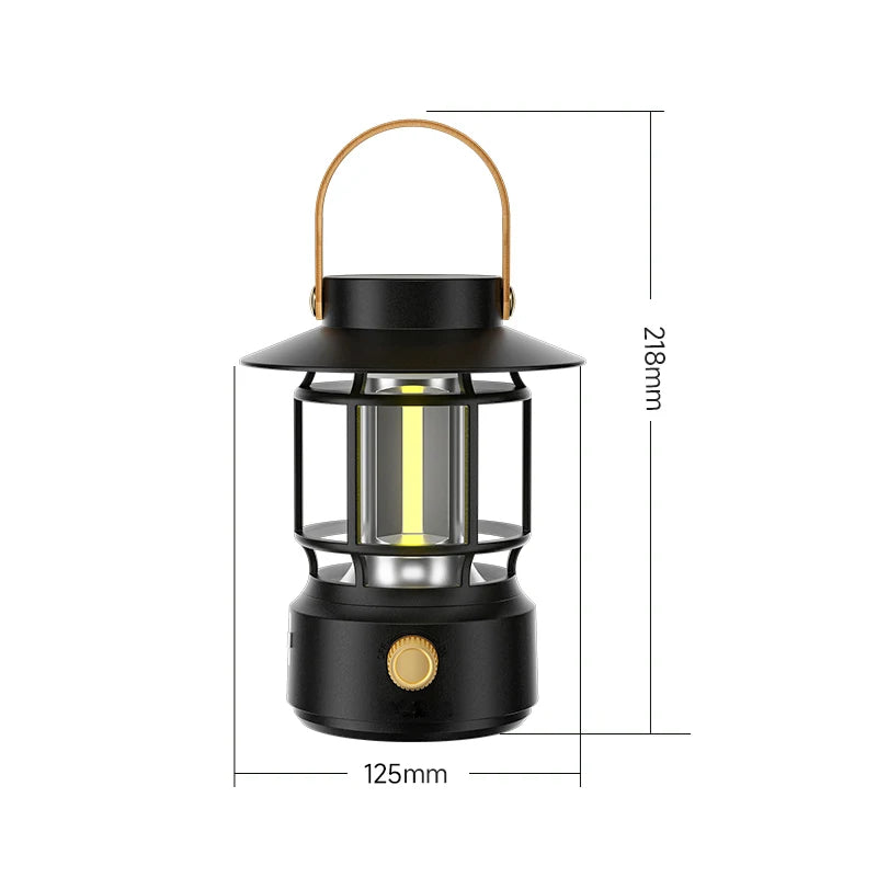 Retro Rechargeable LED Camping Lamp with Stepless Dimming