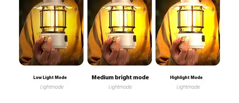 Retro Rechargeable LED Camping Lamp with Stepless Dimming
