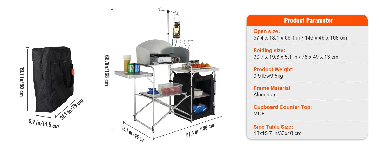 Camp Kitchen Cook Station | Foldable Outdoor Cooking Table