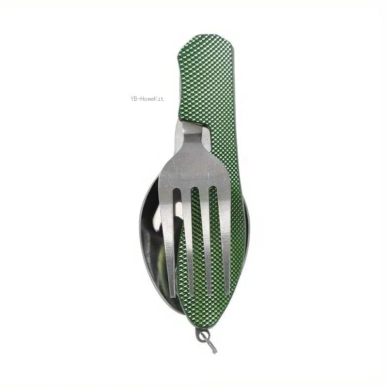 Folding Camping Spork Set — 2-in-1 Stainless Steel Utensil